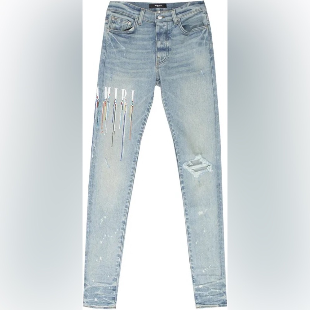 Amiri Light Blue drio paint mens Jeans